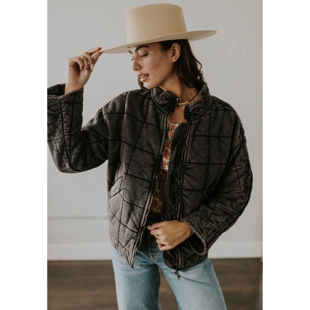 COPY - Free People Dolman Quilted Knit Jacket Black